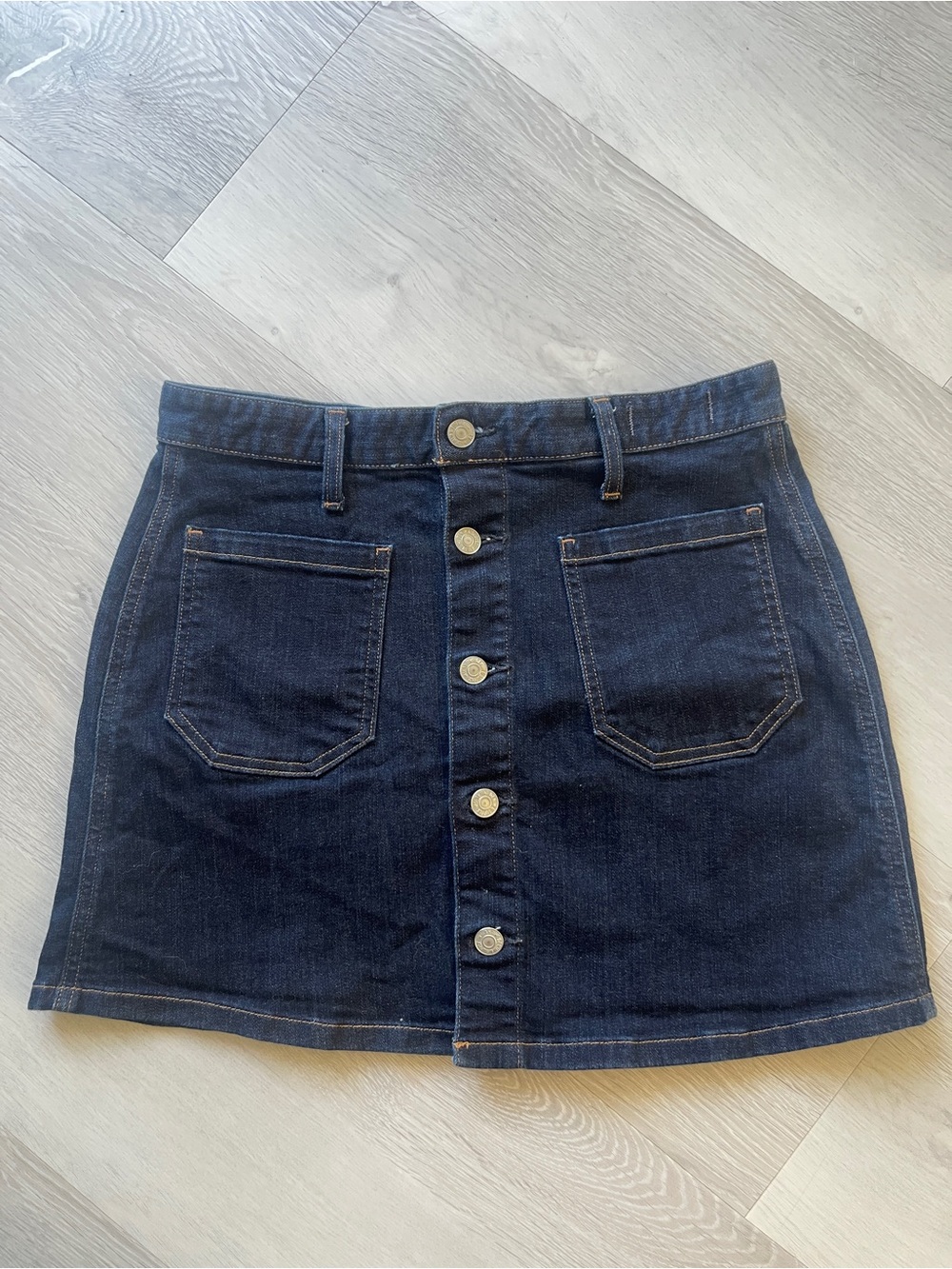 Ralph Lauren Dark Blue Denim Button-Front Mini Skirt